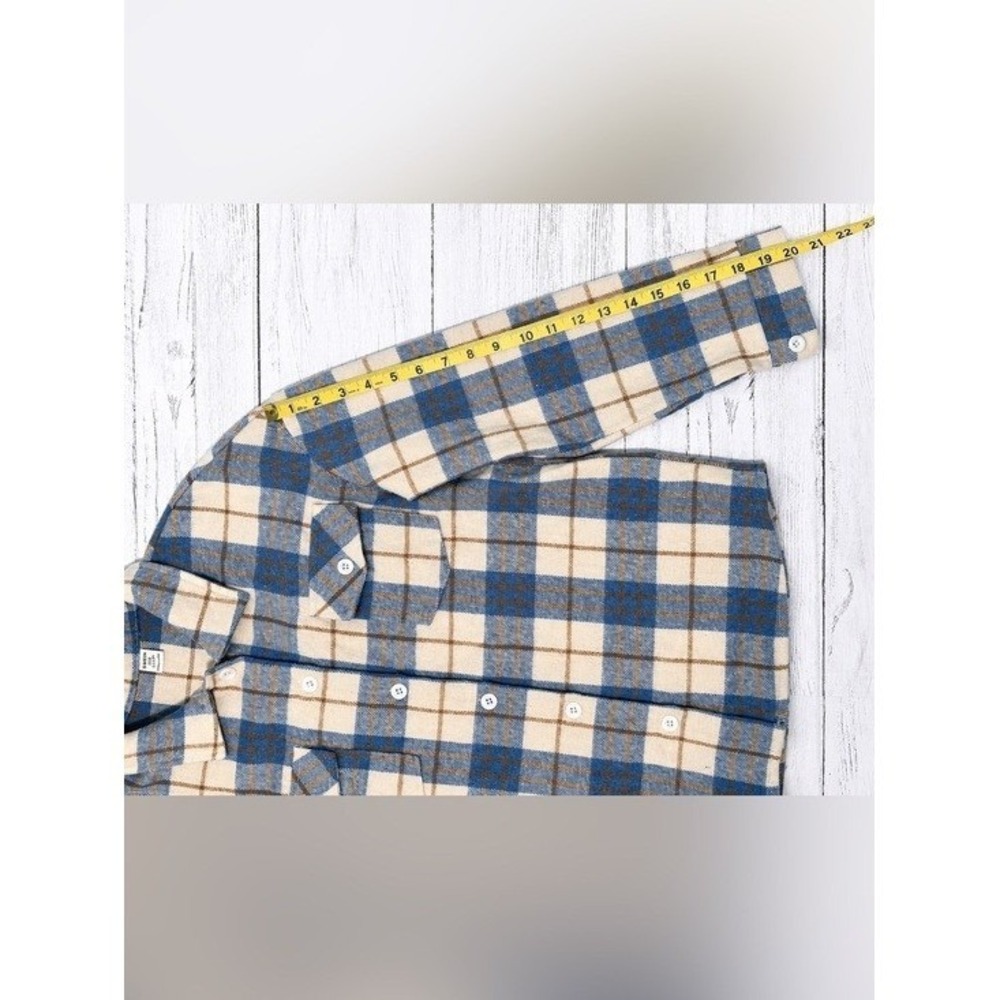 SHEIN Kids Blue Plaid Flannel Button Up Shirt Size 14/16 Youth - Picture 8 of 9